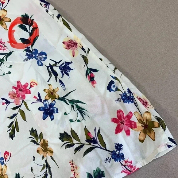 Joe B Tropical Romper Shorts Overlay Open Maxi Skirt Size L Tie Waist Pull On - Picture 16 of 16